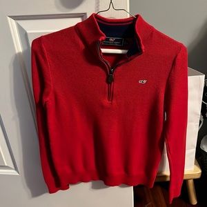 Vineyard Vines Red 1/4 zip Sweater